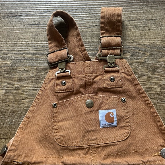 Carhartt Everyday Bibs Overalls Brown Toddler Kids Tan Size 4 - Picture 3 of 6